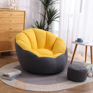 Pepo Bean Bag With Footstool Lazy Sofa Yellow/Grey
