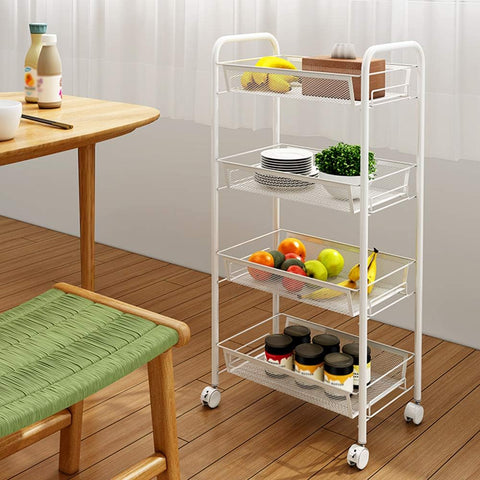 Amazing Home 4 Tier Multipurpose Storage Rack Trolley Shelving Unit