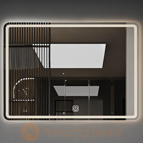 Clarus 80x60cm Rectangle Bathroom Mirror With 3 Colour LED Light Wall Vanity Mirror