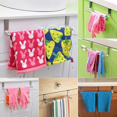 Amazing Home Stainless Steel Over Cabinet Door Kitchen Bathroom Towel Bar Holder