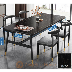 Eino 140cm Black Dining Table & Chair Set