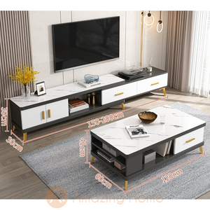 Bergen Adjustable Length 150-200cm TV Cabinet With Coffee Table Set Grey