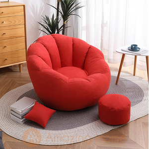 Pepo Bean Bag With Footstool Lazy Sofa Red