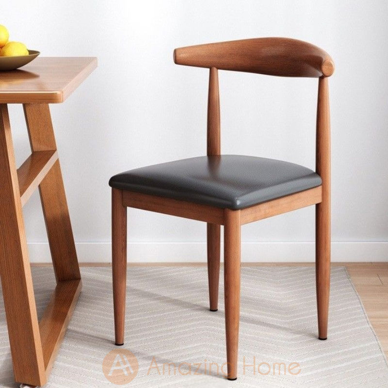 Axel Iron Backrest Chair Dark Oak/Black (Set of 4)