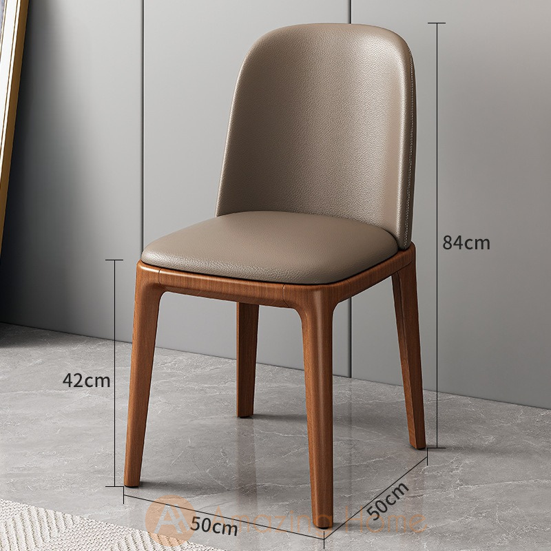 Hardy Solid Wood Backrest Dining Chair Khaki/Walnut
