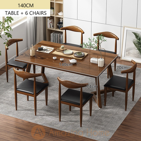Kazumi 6 Seater Dining Table & Chair Set 140cm
