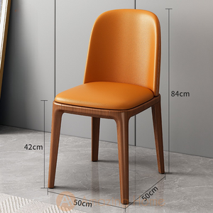 Hardy Solid Wood Backrest Dining Chair Orange/Walnut