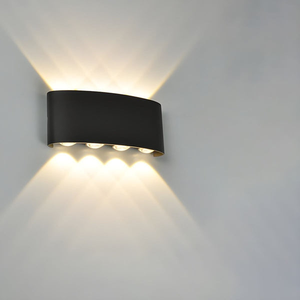 Black LED Wall Light IP65 Waterproof Warm White 3000K | Modern Up Down Wall Lamp