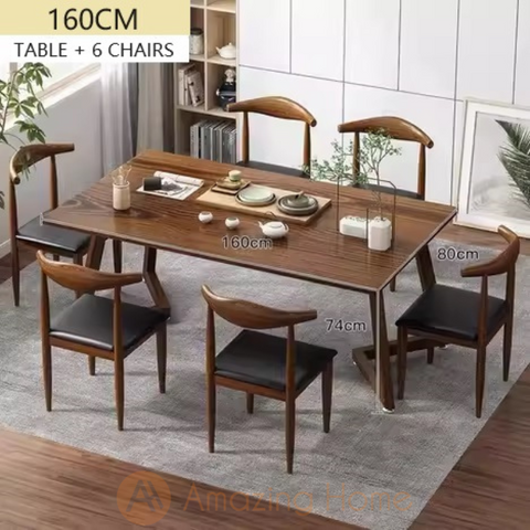 Kazumi 6 Seater Dining Table & Chair Set 160cm