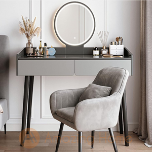 Britta 80cm Dove Grey Dressing Table With Mirror Dimmable LED Light
