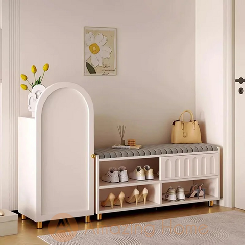 Iver Off White Shoe Cabinet Storage Set With Bench