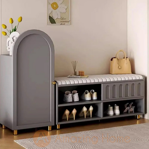 Iver Dove Grey Shoe Cabinet Storage Set With Bench