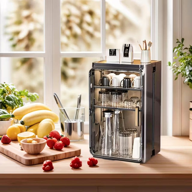 Amazing Home Dustproof Storage Cabinet Rack Transparent Kitchen Organizer Tea Cup Holder Figure Storage Box