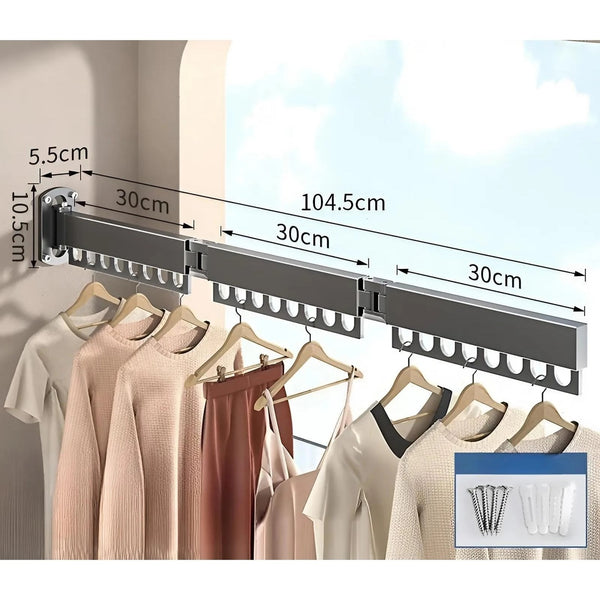 Foldable Wall-Mounted Clothes Drying Rack – Retractable Space-Saving Laundry Hanger