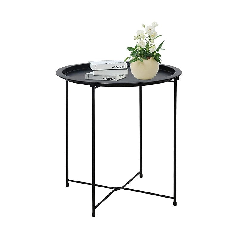 Amazing Home Metal Tray Table Round Coffee Table Side Table Foldable Stand