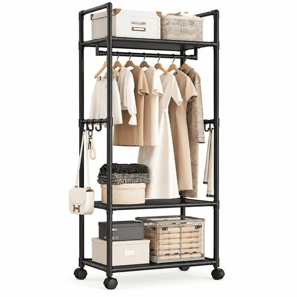 Multi-Functional Clothes Rack With Wheels - Clothes Storage Organizer