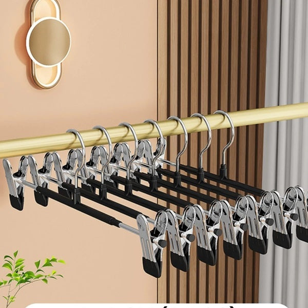 Multifunctional Adjustable Stainless Steel Hanger With Non-slip Clip  (Pack of 10)