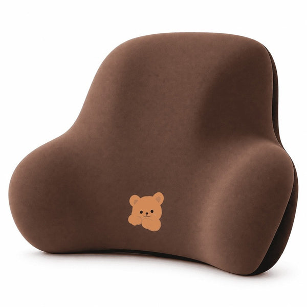 Ergonomic Bear Memory Foam Cushion – Breathable Car Home Office Back Support