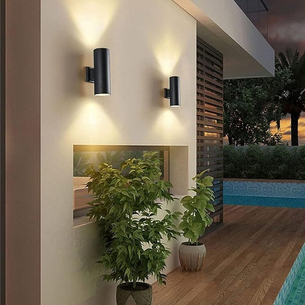 Modern cylindrical up and down wall light black indoor outdoor wall lamp