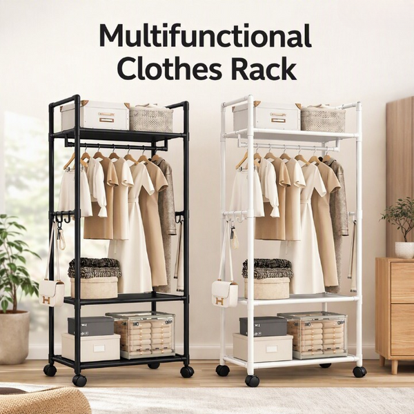 Multi-Functional Clothes Rack With Wheels - Clothes Storage Organizer