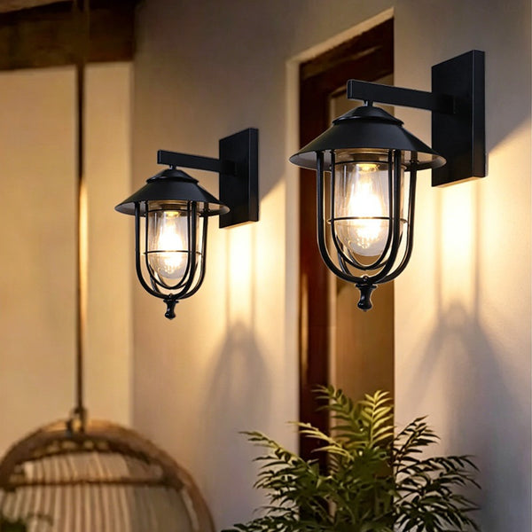 Vintage outdoor waterproof IP65 wall light retro American style black wall lamp