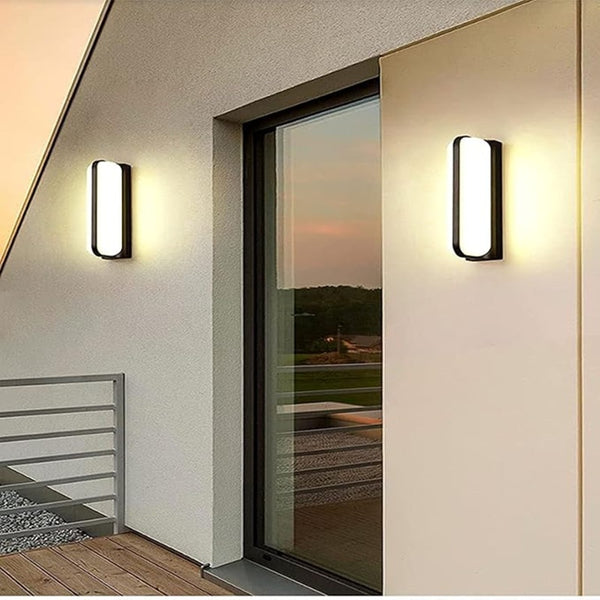 Modern black rounded bar LED wall light IP65 waterproof warm white 2800-3200K