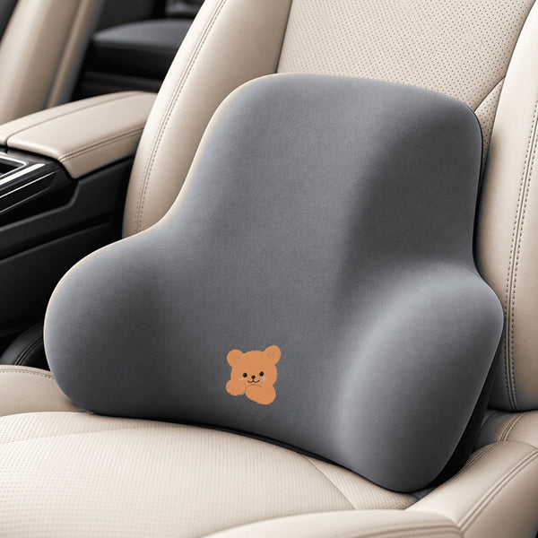 Ergonomic Bear Memory Foam Cushion – Breathable Car Home Office Back Support
