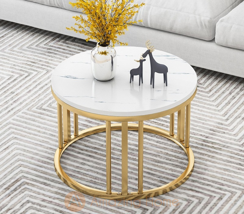 Walker Metal Frame White Round Coffee Table