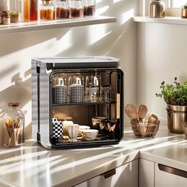 Amazing Home Dustproof Storage Cabinet Rack Transparent Kitchen Organizer Tea Cup Holder Figure Storage Box
