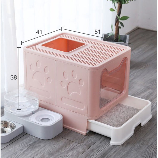 Amazing Home Foldable Cat Litter Box Portable Travel Toilet