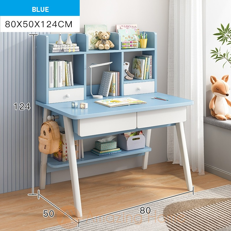 Lennon Blue Children Study Table With Drawer Shelf Small