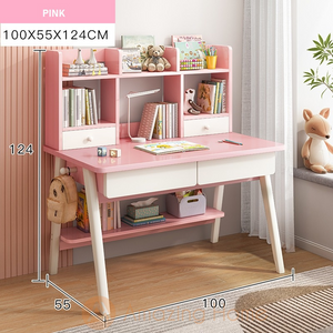 Lennon Pink Children Study Table With Drawer Shelf Medium