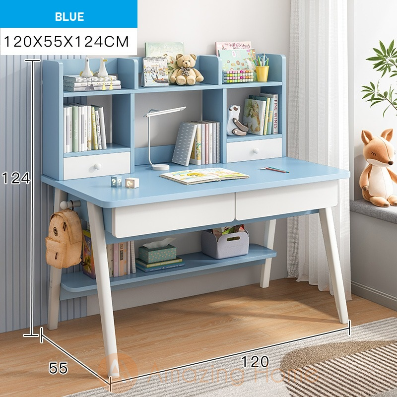 Lennon Blue Children Study Table With Drawer Shelf Large