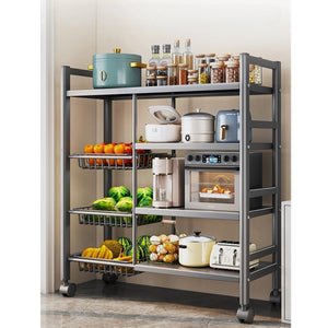 Amazing Home Kitchen Rack Shelf Cart With Storage Basket