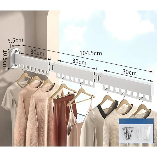Foldable Wall-Mounted Clothes Drying Rack – Retractable Space-Saving Laundry Hanger