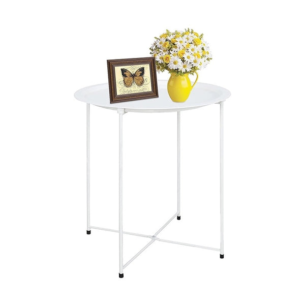 Amazing Home Metal Tray Table Round Coffee Table Side Table Foldable Stand