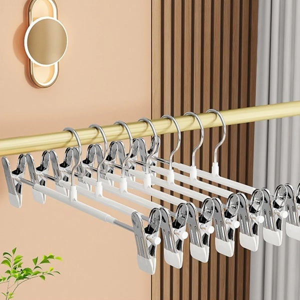 Multifunctional Adjustable Stainless Steel Hanger With Non-slip Clip  (Pack of 10)