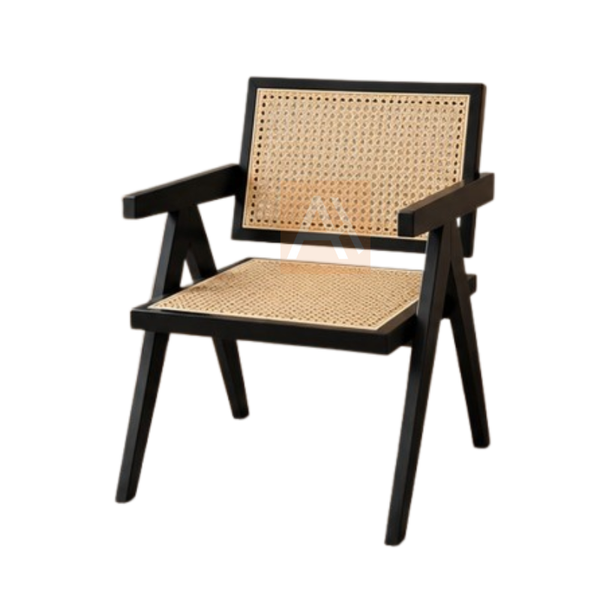 Axel Black Rattan Armchair | Nordic Style Chair With Armrests