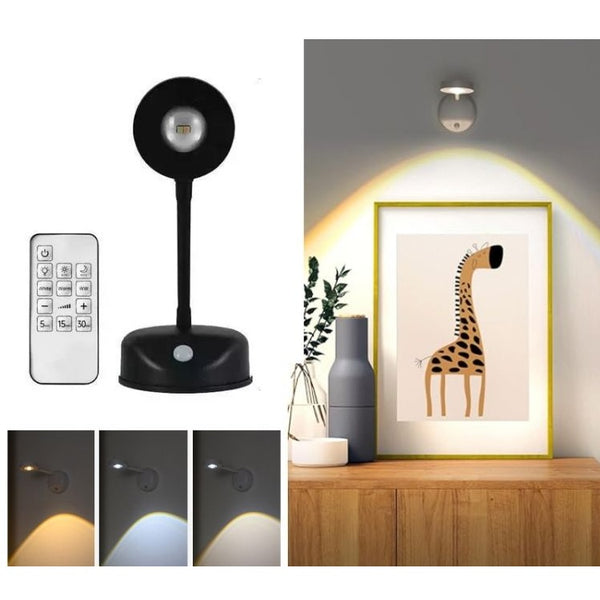 Rechargeable motion sensor LED wall light with human sensing, 3 colour temperature and adjustable projection light
