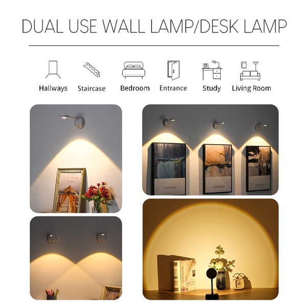 Rechargeable Motion Sensor LED Wall Light | Wireless USB 3 Colour Touch Control Lamp