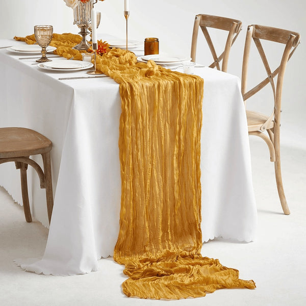 Amazing Home 90x180cm Table Runner Cheese Cloth Gauze With Wrinkles for Wedding Decoration Bridal Shower Reception Party