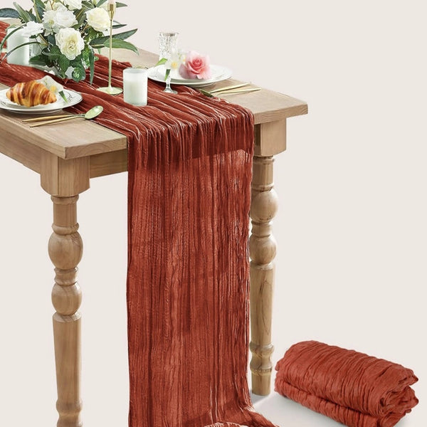 Amazing Home 90x180cm Table Runner Cheese Cloth Gauze With Wrinkles for Wedding Decoration Bridal Shower Reception Party