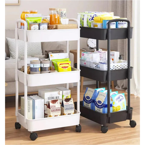 Amazing Home 3 Tier Multipurpose Storage Rack Trolley Rolling Cart