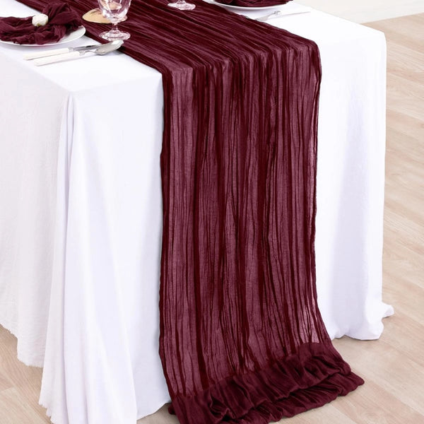 Amazing Home 90x180cm Table Runner Cheese Cloth Gauze With Wrinkles for Wedding Decoration Bridal Shower Reception Party