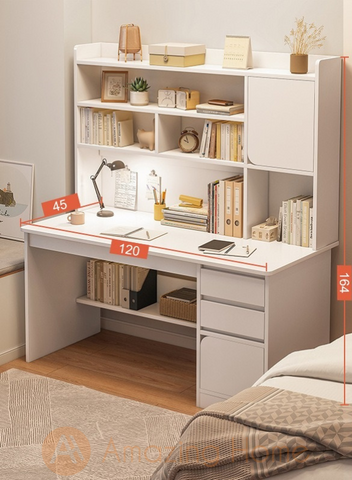 Aaren 120cm White Study Table Office Desk
