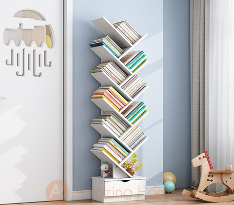 Olaf 10 Layer Free Standing Tree Bookshelf Bookcase