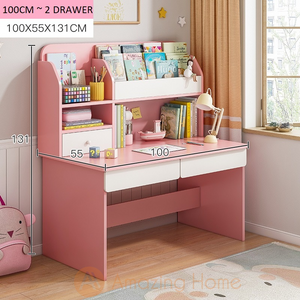 Avery Pink Kids Study Table Study Desk With Sling Bookshelf Drawer Medium