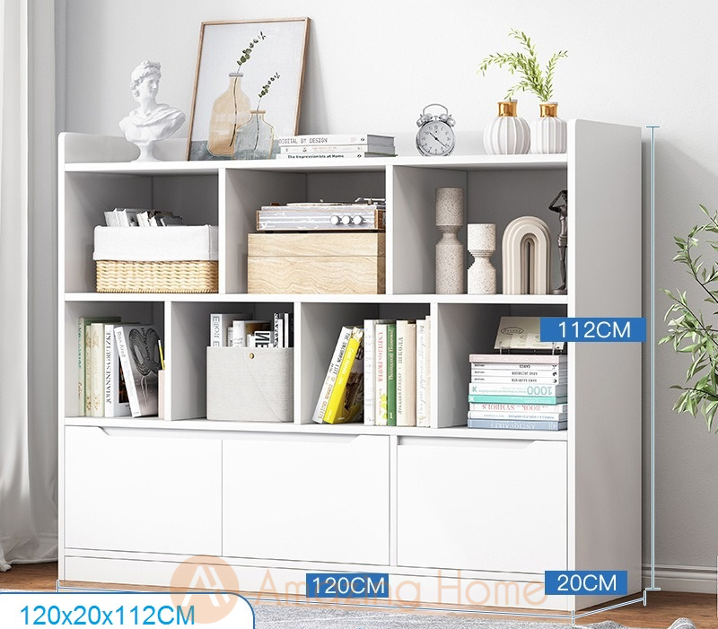 Fantasy White Kids Bookshelf With Cabinet Medium