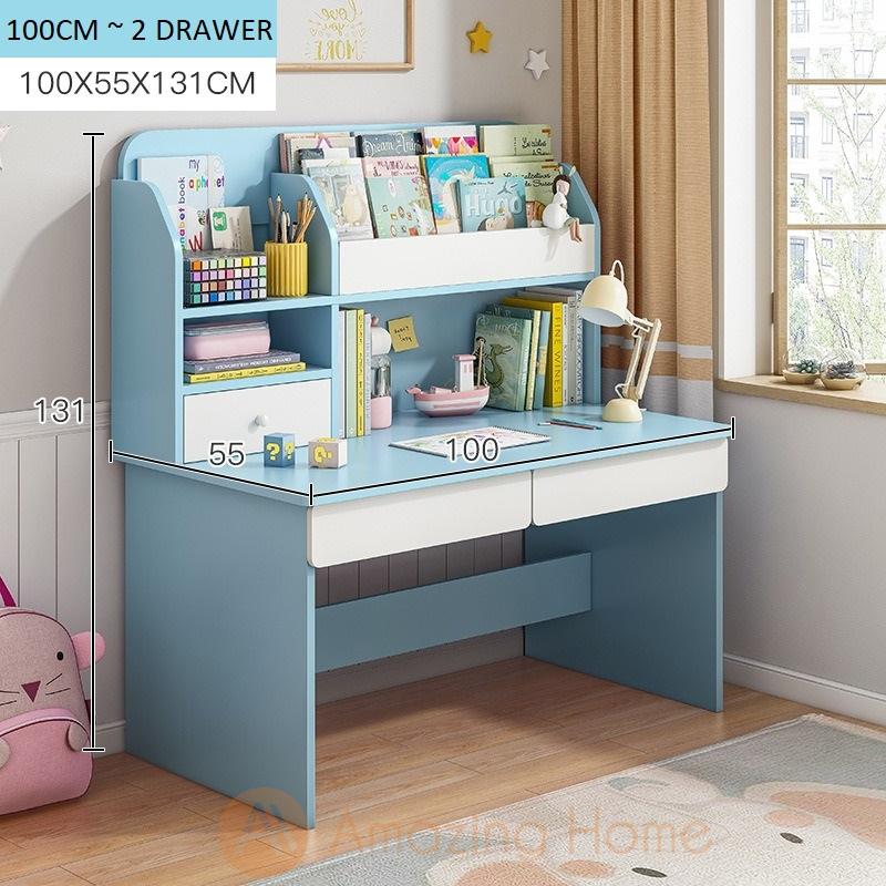 Avery Blue Kids Study Table Study Desk With Sling Bookshelf Drawer Medium