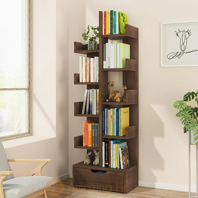 Olaf 11 Tier Bookshelf Bookcase With Drawer